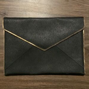 Rebecca Mincoff Black with Gold Edging Clutch purse NWOT Revolve Clothing